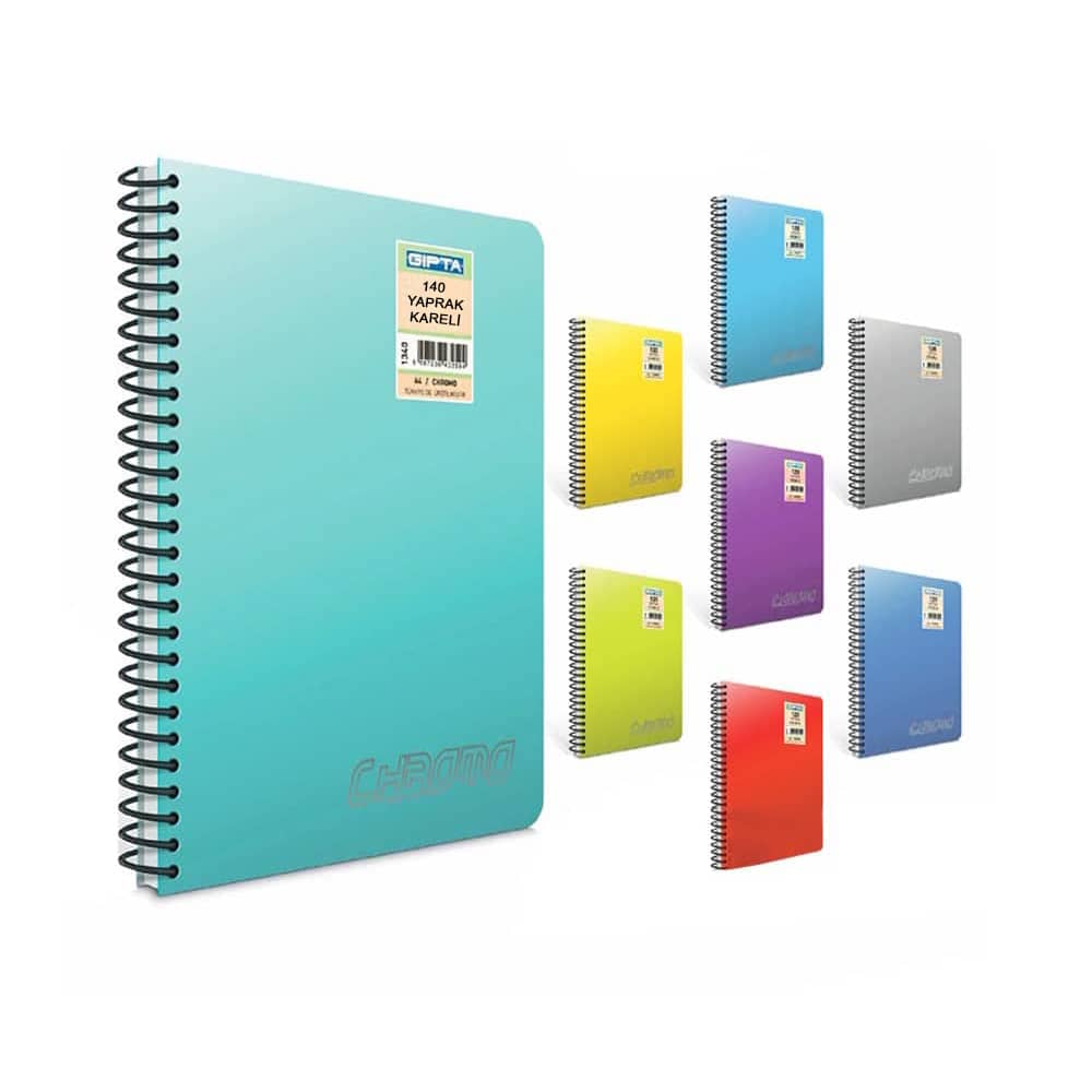 Gıpta Defter Chromo Double Metal Spiralli A4 140 Yaprak Kareli