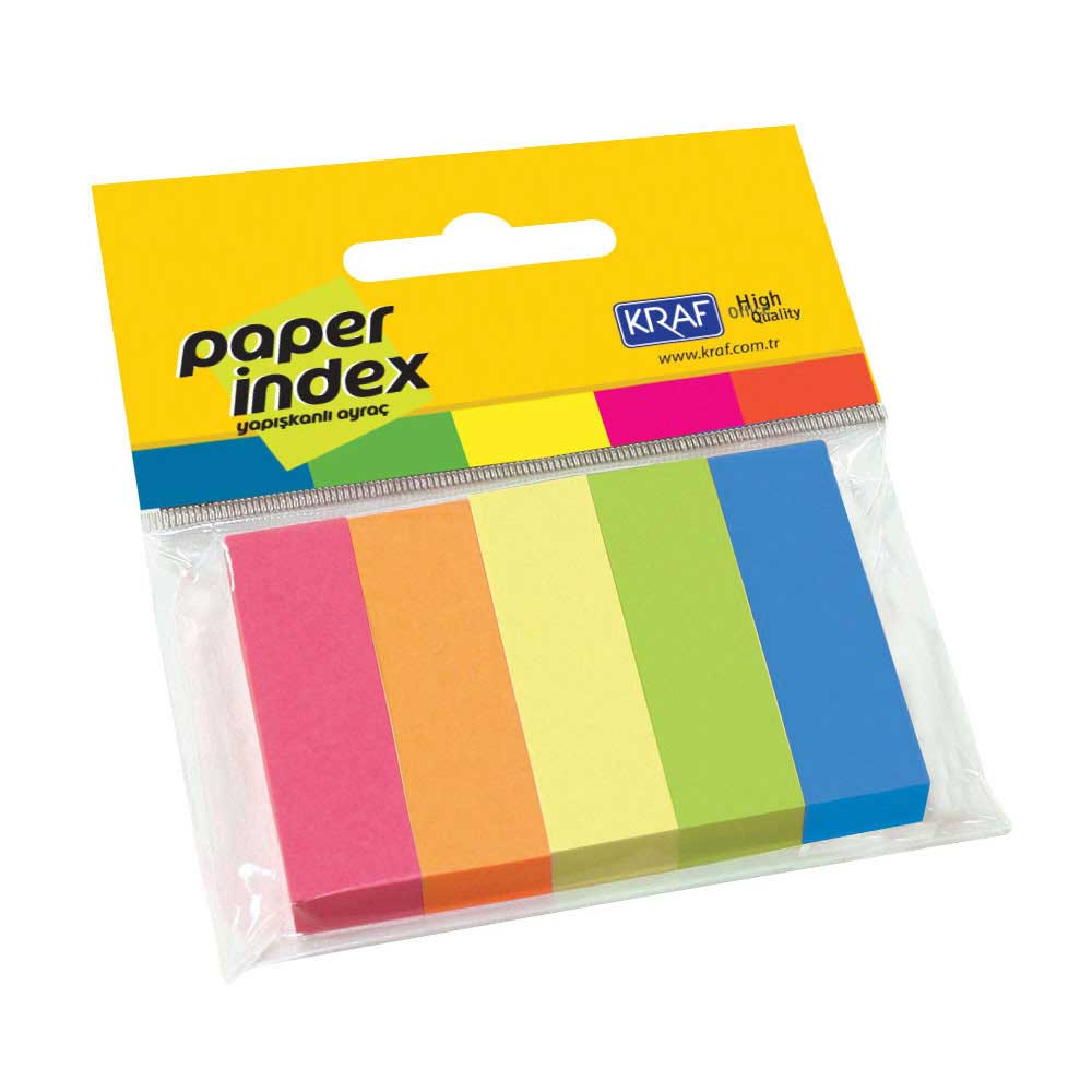 Kraf Index Kağıt 15x50 mm 5 Renk x 100 Sayfa