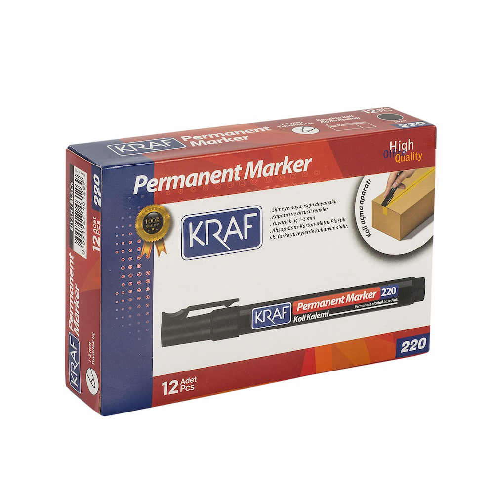 Kraf Permanent Markör Yuvarlak Uç 220 Siyah