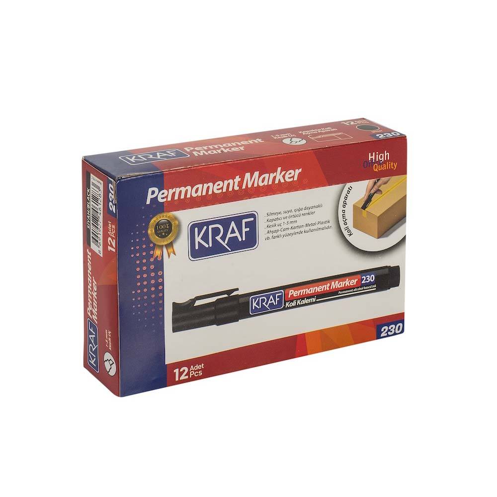 Kraf Permanent Markör Kesik Uç 2+5 mm 230 Siyah