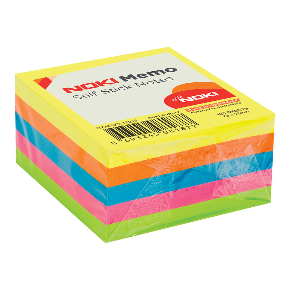 Noki Yapışkanlı Not Kağıdı Neon Küp 76x76 mm 400 Yaprak