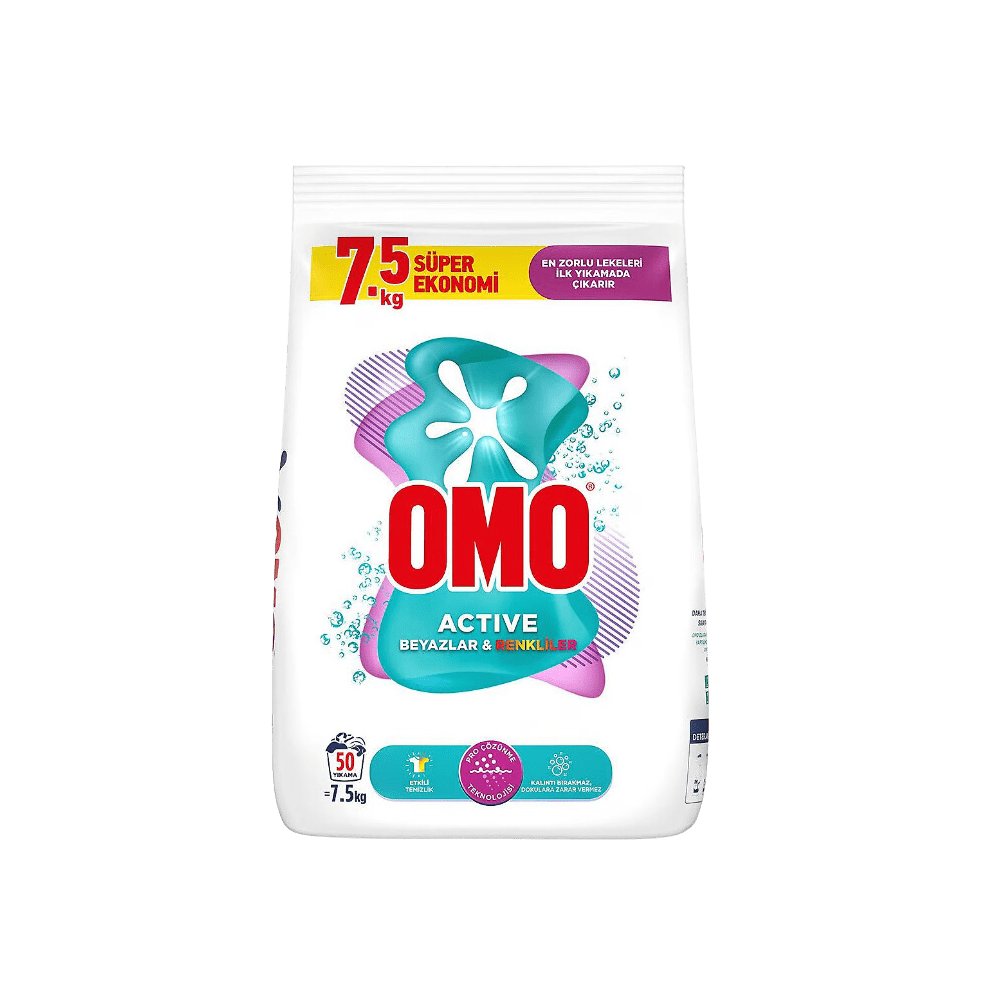 Omo Matik Toz Çamaşır Deterjan Beyazlar İçin Active Fresh 7.5 kg 